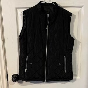 Black Quilted Vest with Zipper